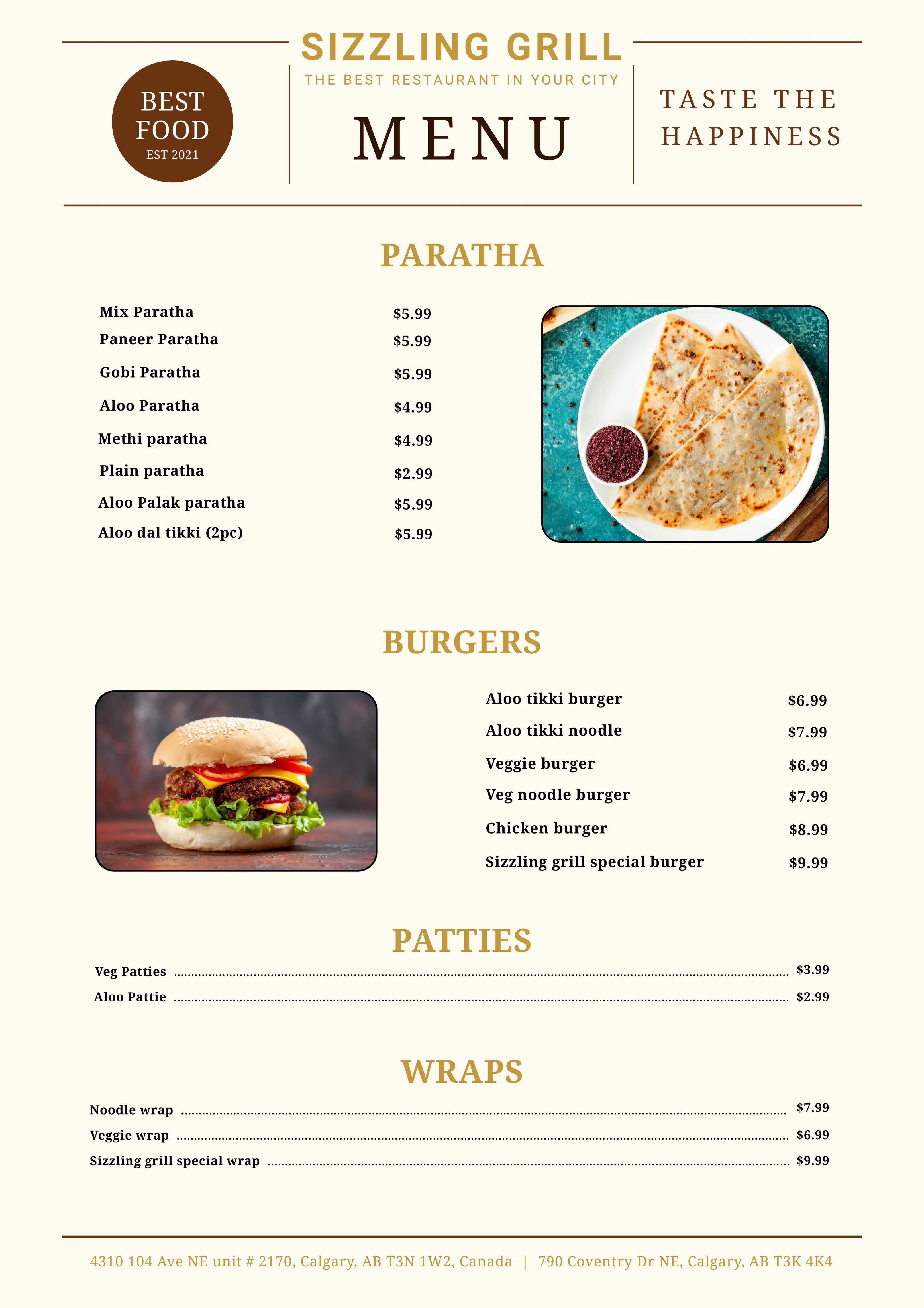 Sizzling Grill Cityscape Breakfast Menu - Authentic Indian Breakfast Options